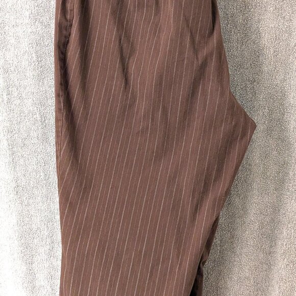 New! Women's Plus Size 28W Brown Pinstripe Pants 42" - 48" Elastic Waist - Picture 3 of 4